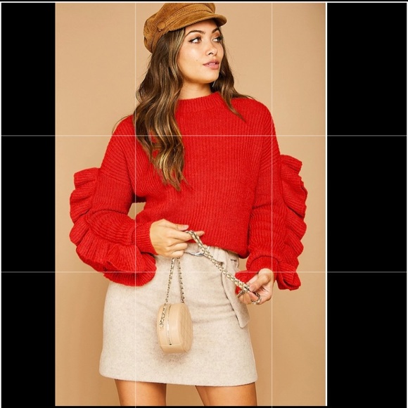 Peach Love CA Ruffle Sleeve Sweater - Picture 2 of 6